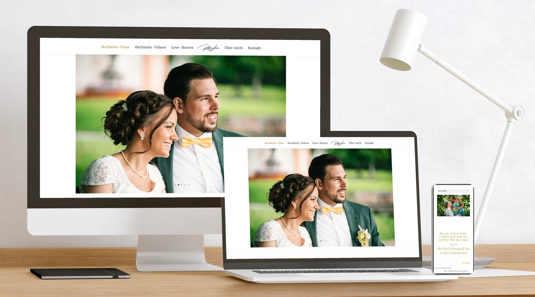Website Robin Luis Fotografie auf Bildschirm, Laptop und Handy