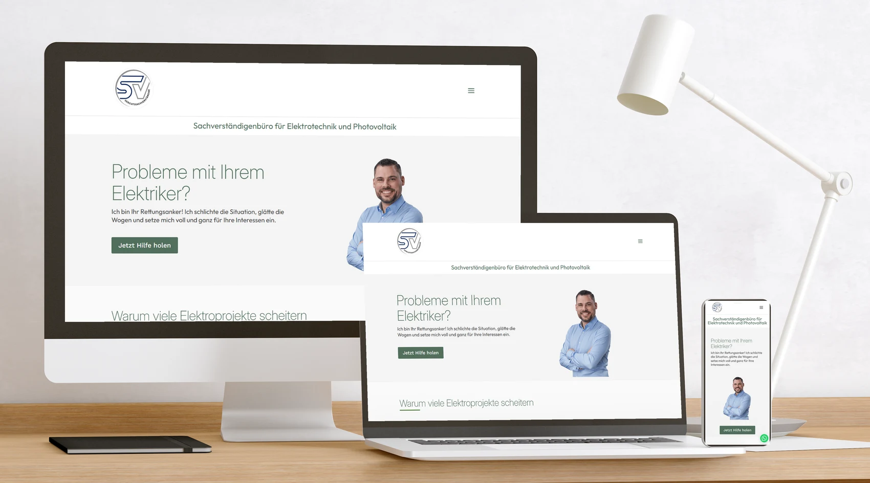 Website SV Effenberger auf Bildschirm, Laptop und Handy
